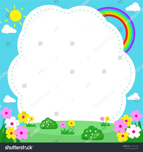 Cute Nature Landscape Background Frame Template Stock Vector (Royalty ...