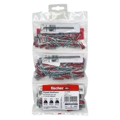 Kit tassello universale Fischer Tripack DuoPower con vite Ø5 6 8 mm 85