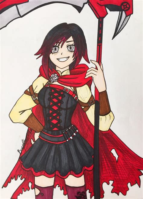 Finished my drawing of Ruby Rose from RWBY comics/anime - vol 4-6 using ...