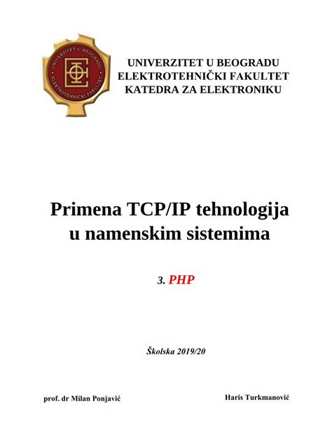 PDF Primena TCP IP Tehnologija U Namenskim Sistemimatnt Etf Rs