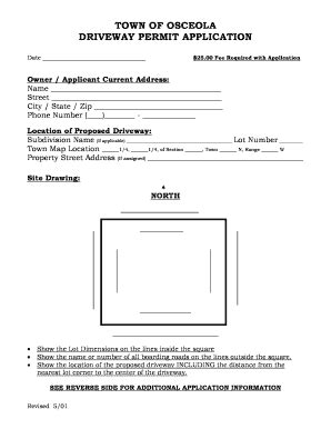 Fillable Online Driveway Permit Application Town Of Osceola Fax Email