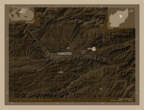 Bamyan Afghanistan Sepia Labelled Points Of Cities Stock Vector