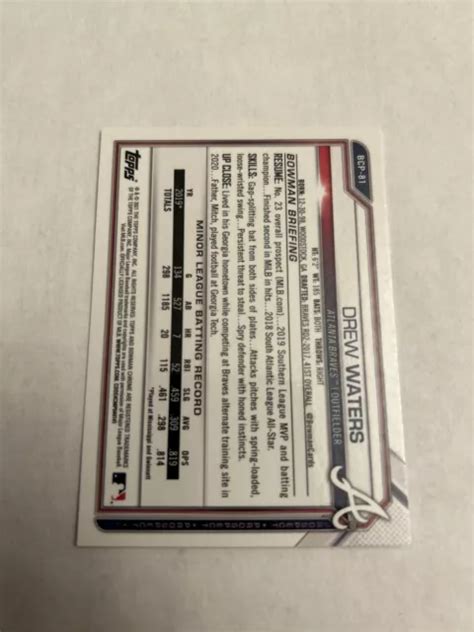 2021 BOWMAN CHROME Prospects Drew Waters BCP 81 Atlanta Braves EUR 1