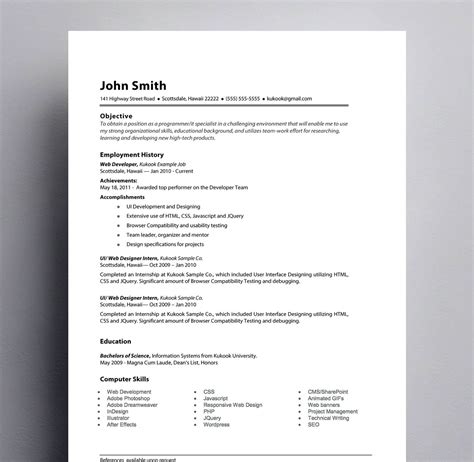 Simple Resume Template Blackwhite Kukook