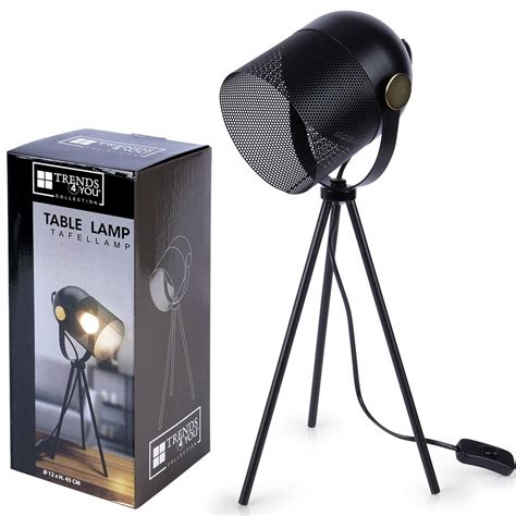 Lampa STOŁOWA nocna na szafkę komodę lampka REFLEKTOR metalowa czarna