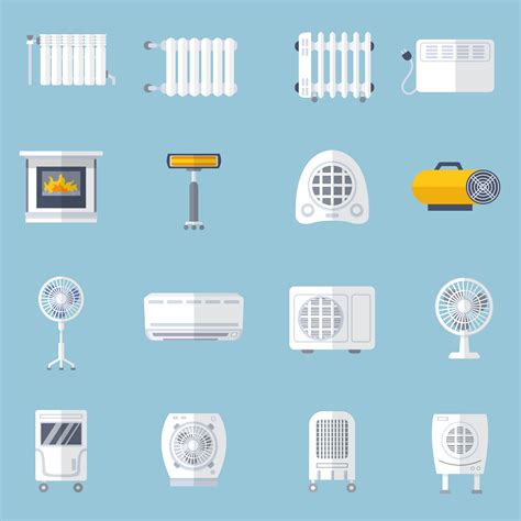 Ensemble Plat De Chauffage Et De Refroidissement Art Vectoriel