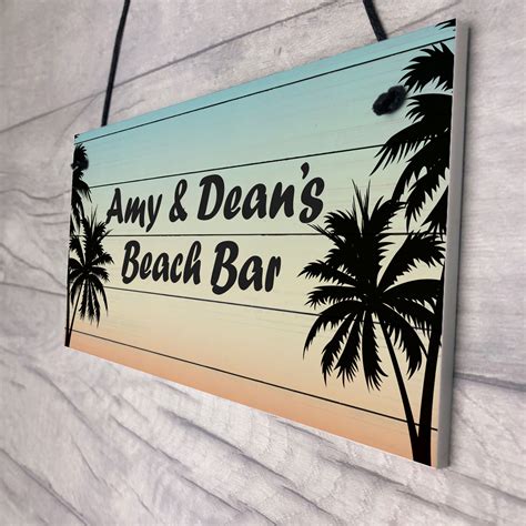 Personalised Beach Bar Sign Novelty Home Bar Decor Signs