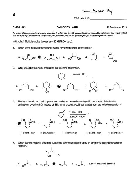 Fa Exam Key Practice Tests Chem Studocu