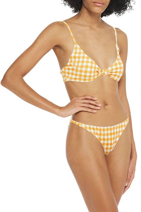 Caroline Constas Knotted Gingham Bikini Top The Outnet