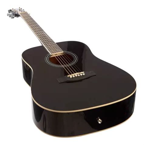 Guitarra Acústica Creep Negra Cuerdas Acero Mf125b Con Funda