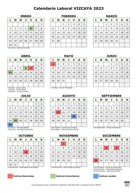 Calendario Laboral Vizcaya Con Festivos