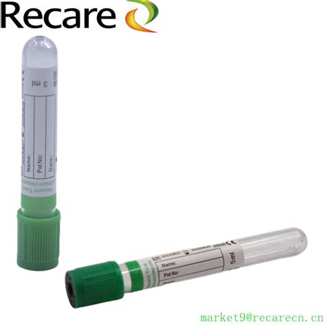 Green Top Heparin Tube Blood Collection Tubes Disposable PET