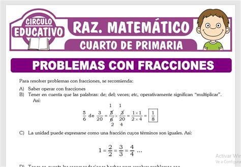 Problemas Con Fracciones Para Cuarto De Primaria Fichas Gratis