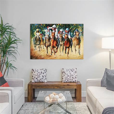 Red Barrel Studio Horse Race Wall Art On Wrapped Canvas Wayfair