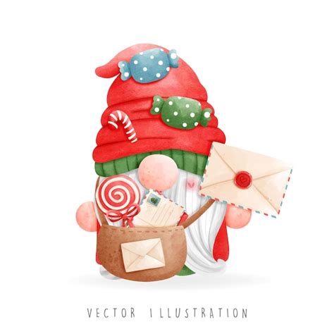 Premium Vector Christmas Gnome Gnome Mail Delivery Vector Illustration