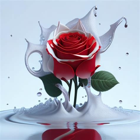 Ilustraci N D De Una Rosa Roja Con Gotas De Agua Sobre Un Fondo Blanco