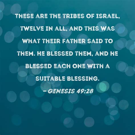 Genesis 4928 These Are The Tribes Of Israel Twelve In All And This