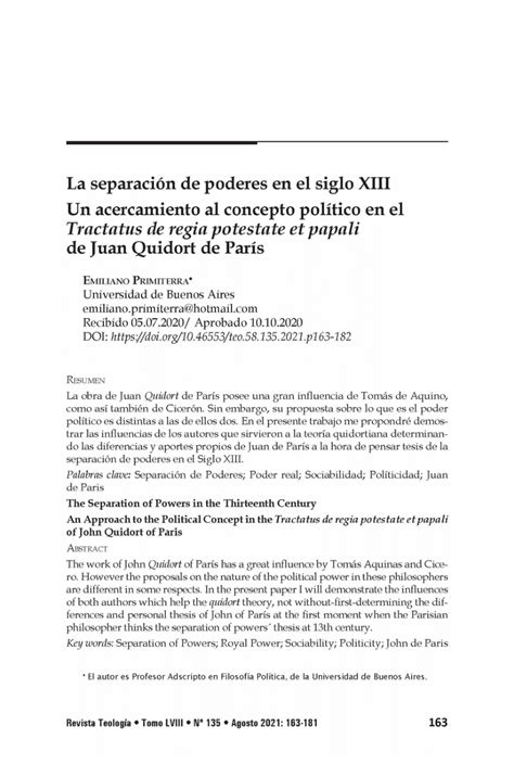 Pdf La Separaci N De Poderes En El Siglo Xiii Un Acercamiento Al