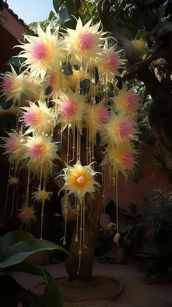 Premium Photo A Close Up Of A Flower With Yellow And Pink Petals And