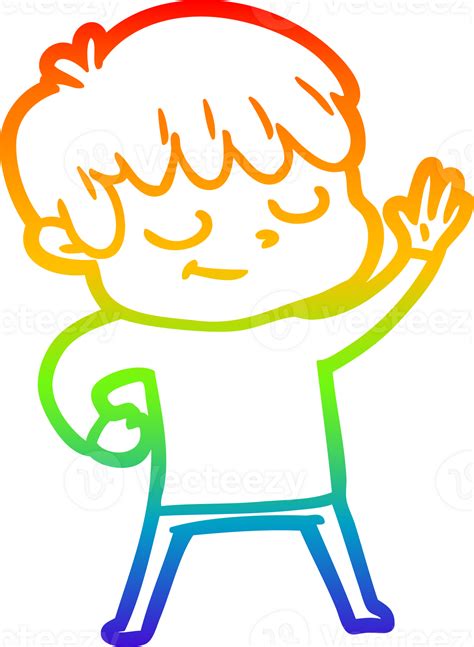 Rainbow Gradient Line Drawing Cartoon Happy Boy 39910949 Png