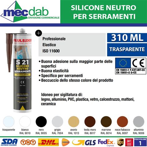 Silicone Sigillante Elastico Neutro Per Sigillatura Serramenti Ml