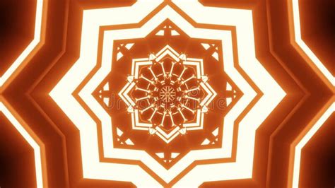 Red Orange Star Kalaidoscope With Glowing Pattern Background Wallpaper