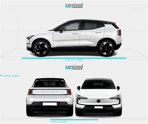 Volvo EX30 2023 Present Dimensions Side View