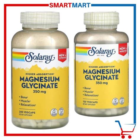 Solaray Magnesium Glycinate 350 mg 120 or 240 Vegetable Capsules ...