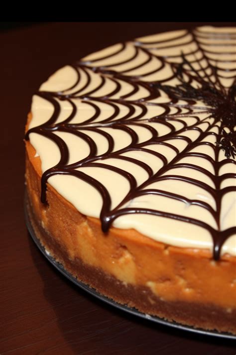 Chocolate Spiderweb Pumpkin Cheesecake