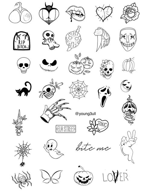 Spooky Season Flash Sheet Etsy Cute Halloween Tattoos Spooky