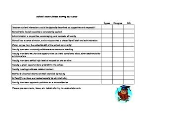 Teacher Climate Survey by Ashley Bowlin | Teachers Pay Teachers