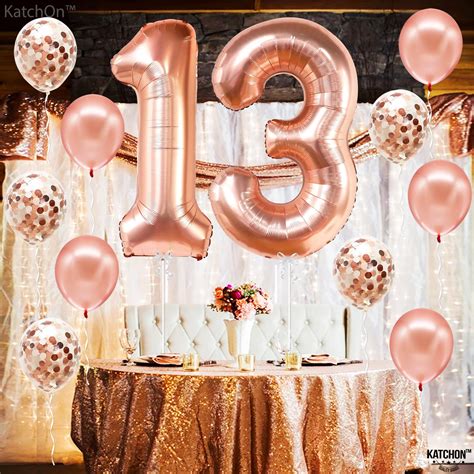 Buy Huge 13 Birthday Decorations For Girls 40 Inch Rose Gold Rose Gold Confetti Balloons