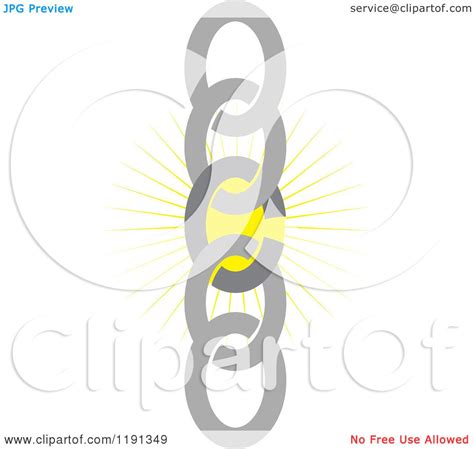 Clipart Of A Weak Chain Link Breaking With A Yellow Burst Royalty