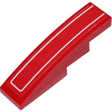 LEGO Red Slope 1 X 4 Curved With White Edging Sticker 11153 Brick