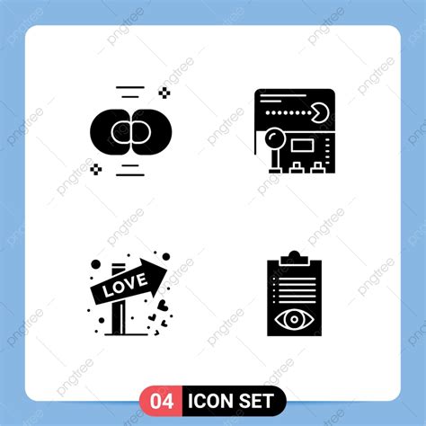 Biochemistry Vector PNG Images Set Of 4 Commercial Solid Glyphs Pack