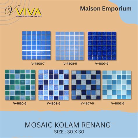 Jual MOSAIC KERAMIK VIVA KOLAM RENANG BLUE GLOSY Mozaic Mosaik Mozaik