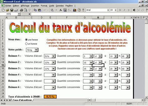 Calcul d alcoolémie