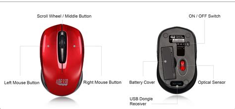 Adesso Imouse S50r 24ghz Wireless Mini Mouse Ergonomic Fit Scroll W