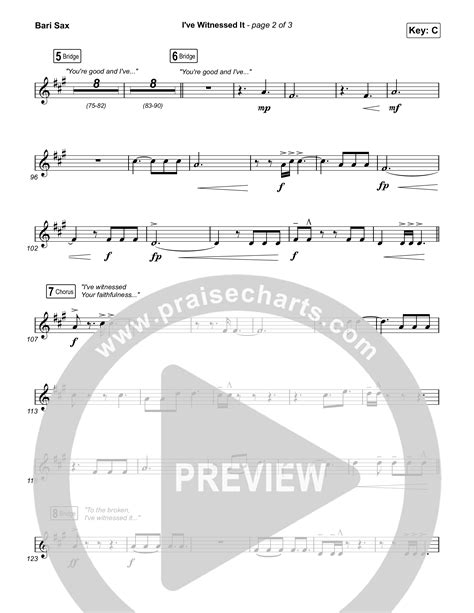 I Ve Witnessed It Bari Sax Sheet Music Pdf Passion Jenn Johnson