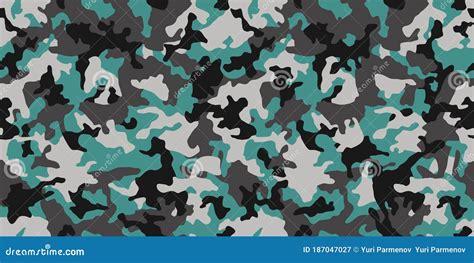 Camo Pattern For Army Clothing Military Blue Camouflage Vector Stock