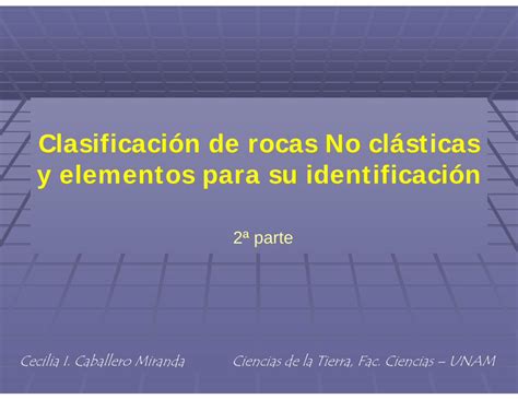 Pdf Clasificaci N De Rocas No Cl Sticas Y Elementos Para Su Usuarios