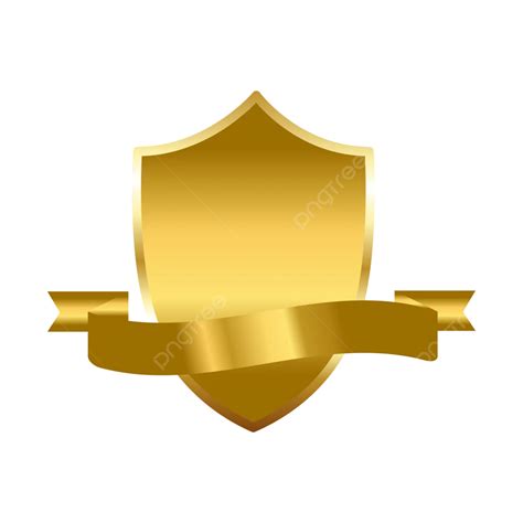 Gold Shield Shaped White Background Vector Golden Shield With Banner Vector Design Beautiful