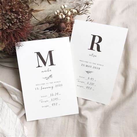 デザイン2種 ベビーポストカード initial おしゃれな命名書 | minne 日本最大級のハンドメイド・手作り通販サイト