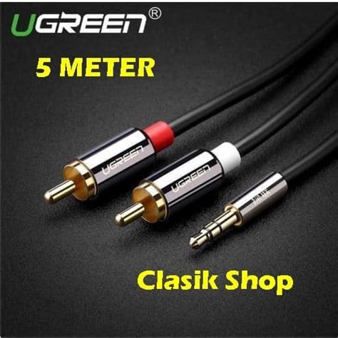 Jual UGREEN Kabel 5 Meter Jack Aux Cable 3 5 Mm To RCA Flat Audio