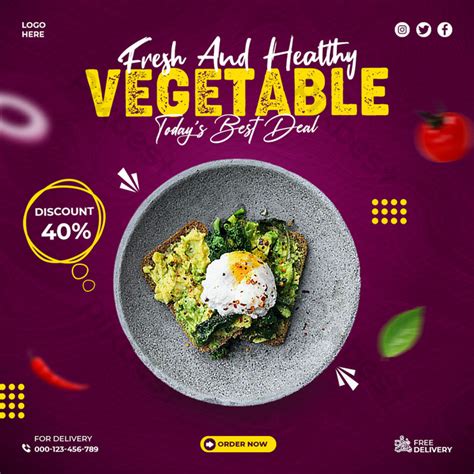 Fresh Healthy Food And Vegetables Social Media Promotion Banner