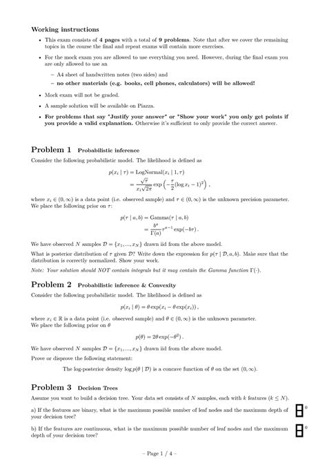 Probeklausur Januar Winter Fragen Working Instructions