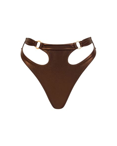 Matt Brown U Cut Out Thong High Rise Bikini Bottom Xs Vivienvance