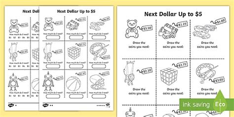 Next Dollar Up To Differentiated Worksheet Twinkl