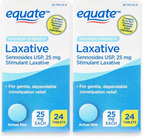 Equate Maximum Strength Laxative 25mg Sennosides Usp 24