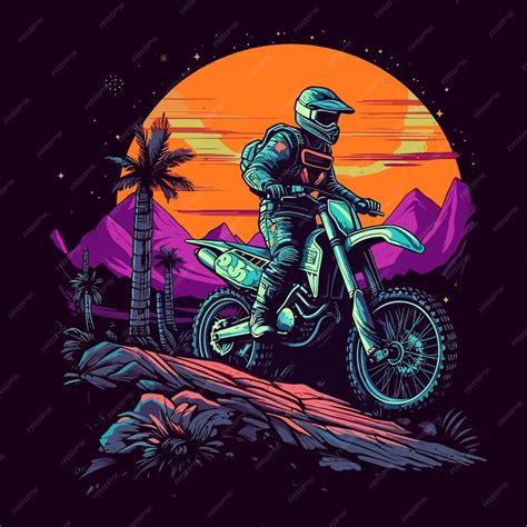 Premium Vector Illustration Painting Of A Dirt Bike Rider Jumping